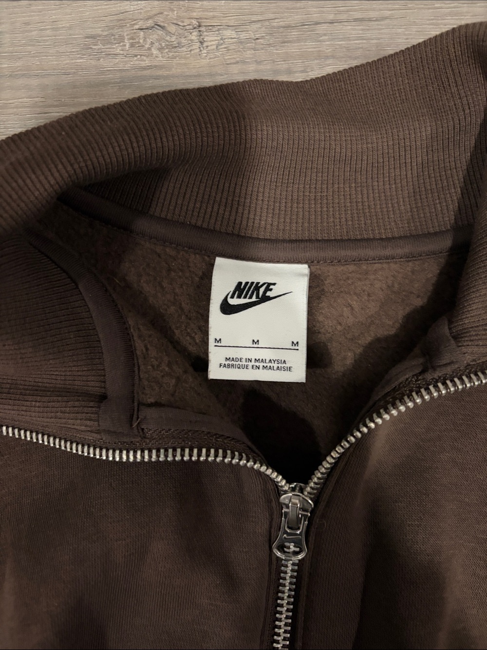 Nike Chocolate Brown Half-Zip Cropped Sweatshirt with White Swoosh - Picture 2 of 2
